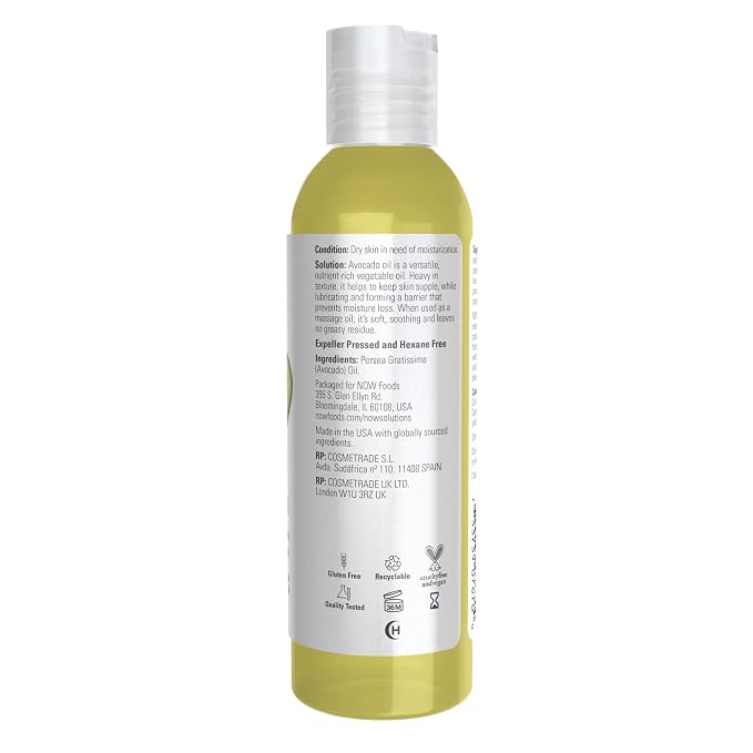 NOW Foods Solutions, Avocado Oil, 100% Pure Moisturizing Oil, Nutrient Rich and - Image 2