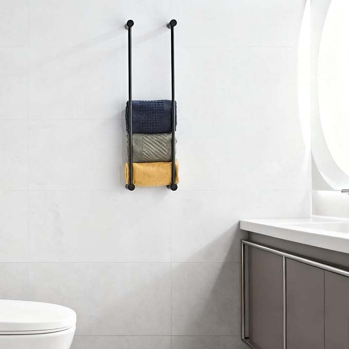 Towel Racks for Bathroom, NEWRAIN Wall Mounted Stainless Steel Organizer - Image 4