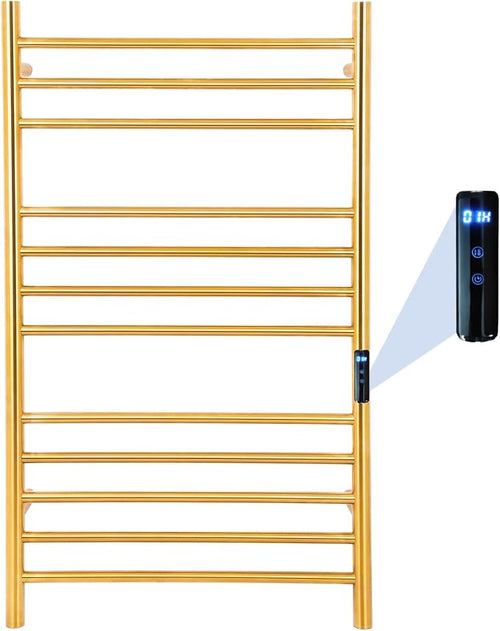12-Bars Gold Heated Towel Rack–23" Wall Mounted Towel Warmer by Dawot