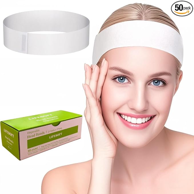 Disposable Facial Spa Headbands Elastic Hair Wrap by LIFESOFT