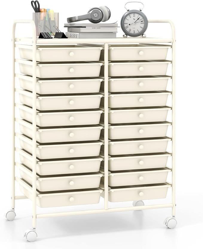 Giantex 20 Drawers Rolling Cart, Mobile Storage Drawer Cart, Classroom Organizer by Giantex