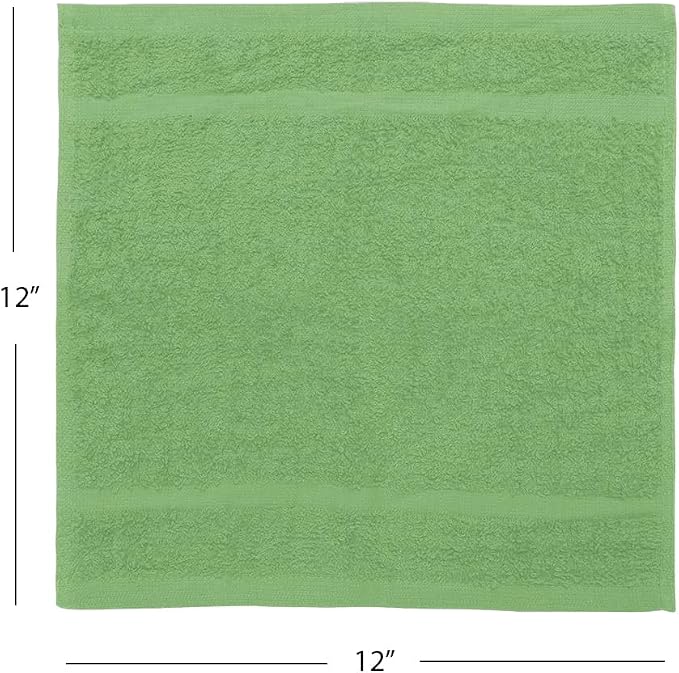 Avalon Towels Cotton Washcloths 24-Pack – 12 x 12 Inch Sage Green Super Soft & - Image 8
