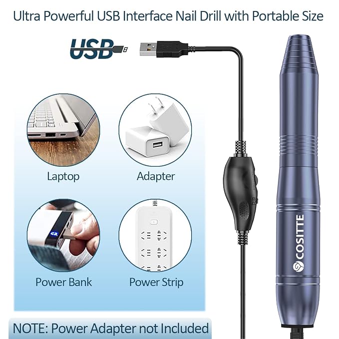 COSITTE Electric Nail Drill, USB Electric Nail Drill Machine - Image 2
