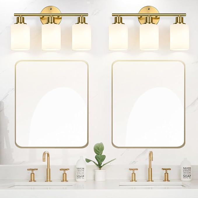 Zarbitta 3-Light Bathroom Light Fixtures, Brushed Gold Vanity Light, Farmhouse - Image 5