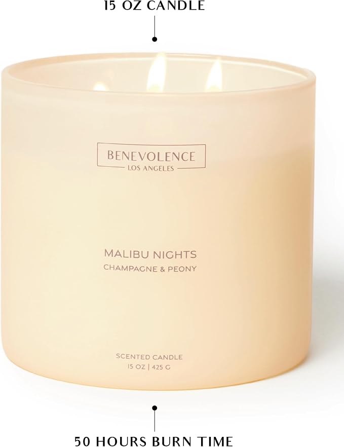 Champagne & Peony – Benevolence LA Large 3-Wick Scented Candle - Image 5