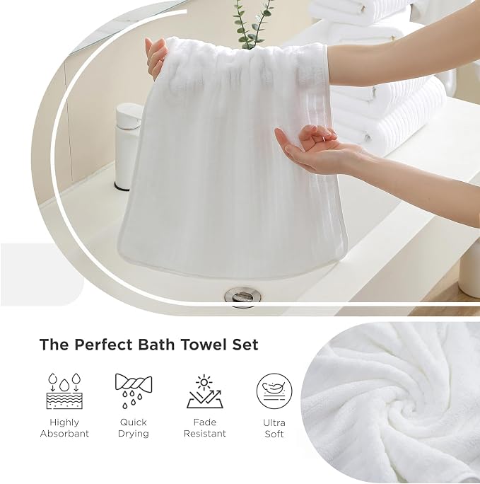 18 Piece Family Bath Towel Set Include 6 Bath Towels, 6 Hand Towels and 6 - Image 6