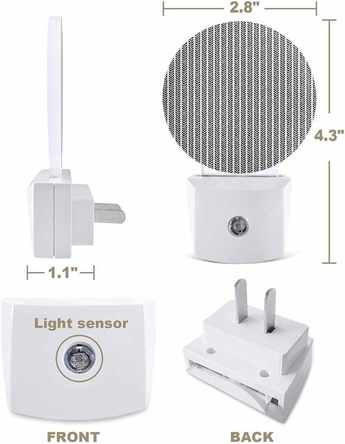 Night Lights Auto Sensor Gray Pinstripes Night Light Woven Denim Striped Round - Image 2