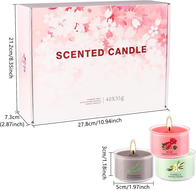 40 Scented Candle Set, 10 Fragrances, 35g Natural Soy Wax Candles - Image 7