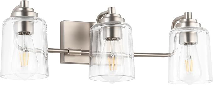 SOLFART Brushed Nickel Bathroom Lights Over Mirror 3 Lights Vanity Lights by SOLFART