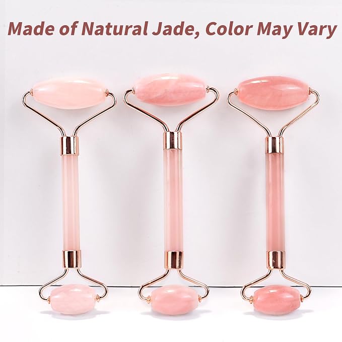 huefull Face Massager Rose Quartz Face Roller & Gua Sha Facial Tool Set - Image 9