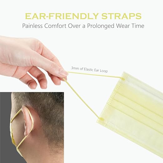 CSD Colo 30 Pcs Yellow Disposable Face Masks, 3 Ply Adult Mask - Image 7