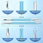 2PCS MetalTurquoise/Lake Blue Cuticle Pusher and Cutter Remover Salon Quality - Image 2