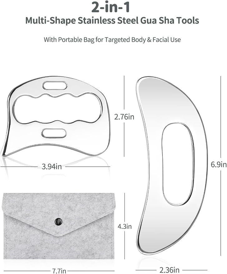 2-in-1 Stainless Steel Gua Sha Massage Tool Set, Muscle Scraper & IASTM Tools - Image 2