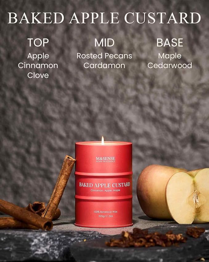 M&SENSE Baked Apple Scented Candles Christmas Decor, Natural Non Toxic - Image 2