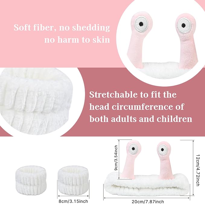 Snail Face Wash Headband Skincare & Wrist Bands - Image 2