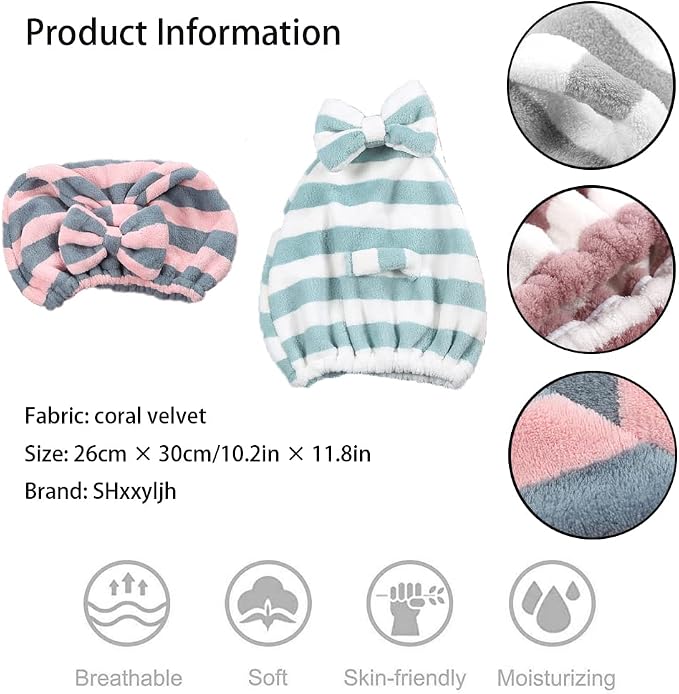 Large Microfiber Hair Towel Cap, Rapid Drying Towel - Image 2