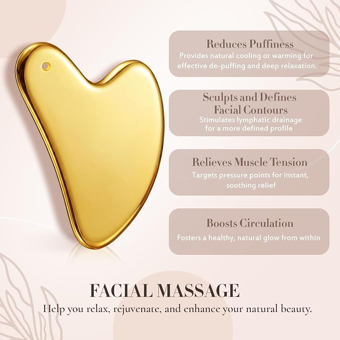 Nuanchu Stainless Steel Gua Sha Facial Tool, Metal Gua Sha - Image 5