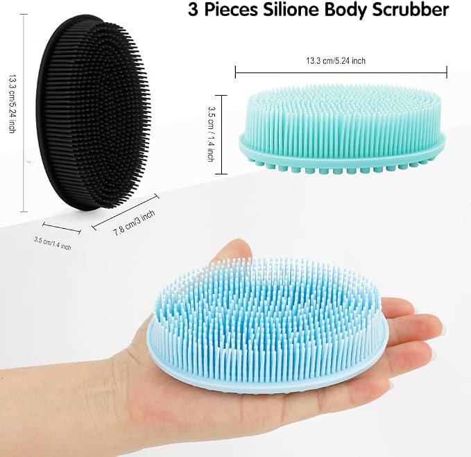 3 Pack Silicone Body Scrubber, Soft Silicone Loofah Exfoliating Body Scrubber - Image 3
