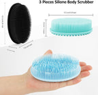 3 Pack Silicone Body Scrubber, Soft Silicone Loofah Exfoliating Body Scrubber - Image 3