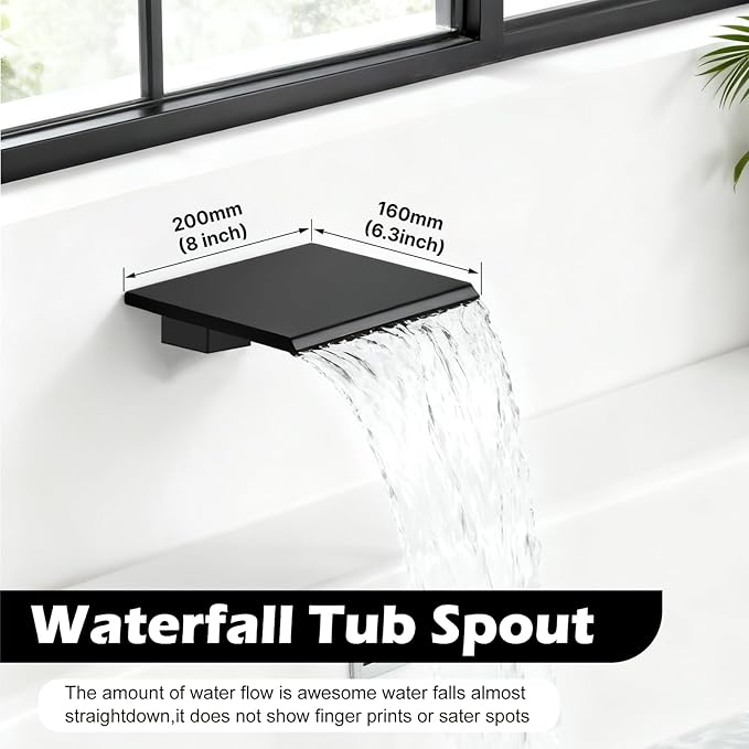 Midanya Shower System with Tub Spout, Bathtub Shower Faucet Set with Square - Image 3