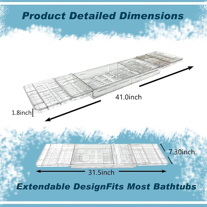 Large Capacity Adjustable Bath Tub Tray - Image 6