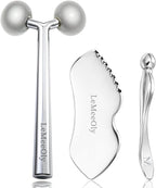 LeMeeOly 2Pcs Gua Sha Facial Tools Stainless Steel, Detailer GuaSha Set by LeMeeOly