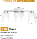 3-Light Bathroom Light Fixtures, Modern Vanity Lights, Chrome Metal Wall Lamp - Image 2