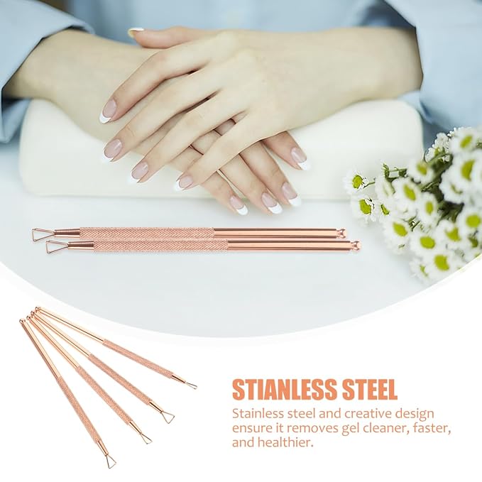 Beavorty Triangle Stainless Steel Cuticle Pusher Gel Remover Tool 4-Pcs Nail - Image 8