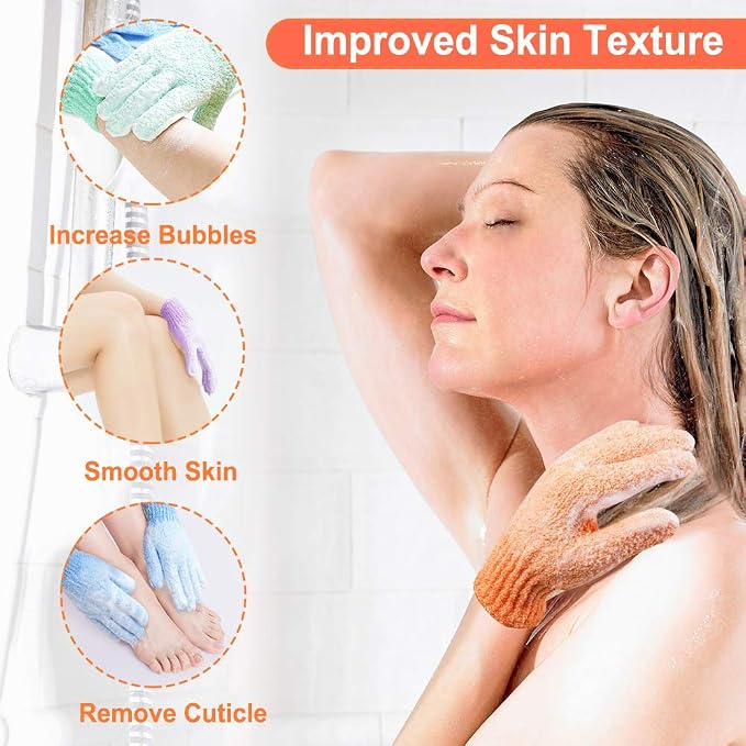 16 pcs Exfoliating Shower Gloves, Double Sided Exfoliating Bath Gloves Deep - Image 5