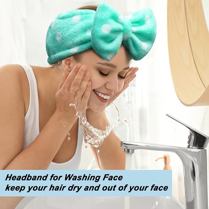 Shintop Sweet Super Soft Caroset Polka Dots Wash Cosmetic Headband Hairlace - Image 6