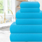 CASA COPENHAGEN Waffle 6Pcs 100% Egyptian Cotton Large Designer Towels Gift - Image 4