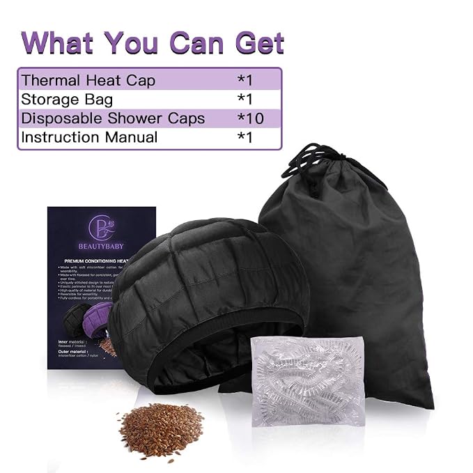 Deep Conditioning Heat Cap Cordless 100% Natural Cotton Flaxseed Seed Interior - Image 8
