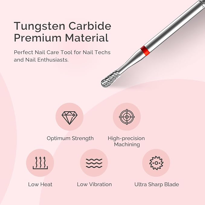 MelodySusie Cuticle Clean Nail Drill Bit, Professional Safety Carbide Under - Image 4