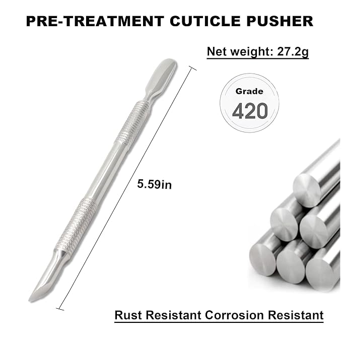 Pre-treatment Cuticle Pusher, Russian Prep Nail Pushers, Dual Ended Cuticle - Image 6