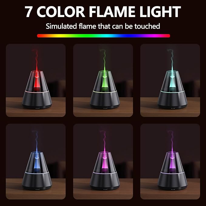 Flame Essential Oil Diffuser, Upgrade 7 Colour Lights Aromatherapy Diffuser - Image 2
