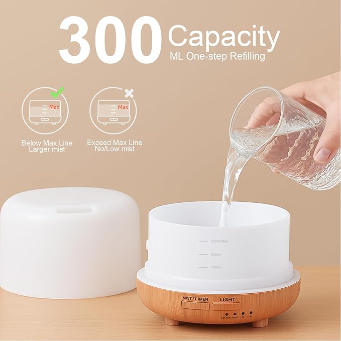 300ML Essential Oil Diffuser, Remote Control Ultrasonic Aromatherapy Oil - Image 6