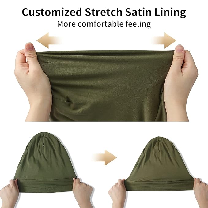 Satin Bonnet Silk Lined Sleep Cap- Adjustable Hair Cover - Image 5