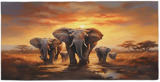 African Elephant Beach Towel Oversized Quick Dry Beach Blanket Microfiber Sand - Image 3