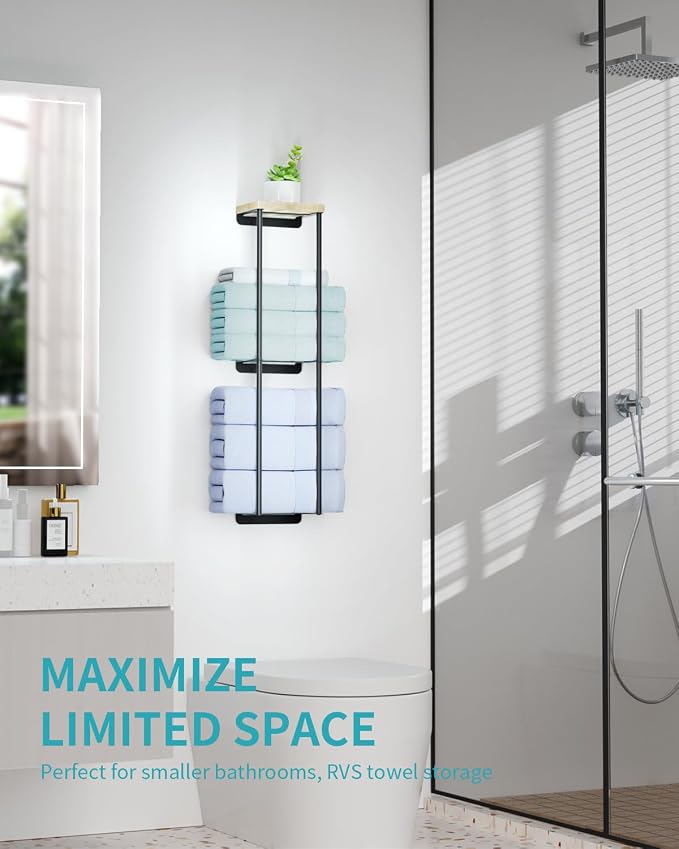 Towel Racks for Bathroom, 2 Tier Wall Towel Holder - Image 6