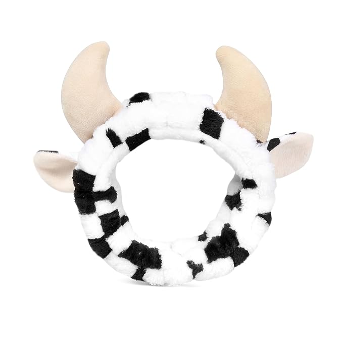 4PCS Cow Print Headbands for Washing Spa Face Wristband Set, Bath Makeup - Image 2