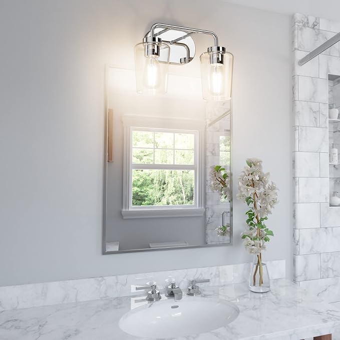 Tipace Chrome Vintage Bathroom Vanity Light, 2 Lights Modern Stainless Steel - Image 2