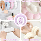 Spa Headbands for Washing Face Wristband Set Sponge Makeup Skincare Headband - Image 5