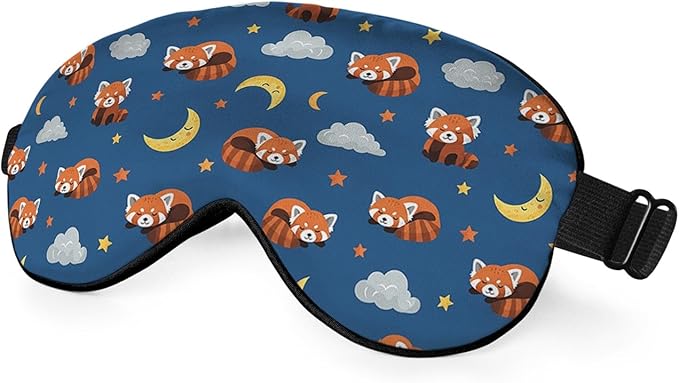 Red Panda Silk Sleep Mask Stars Moon Cloud Night Blue Sleeping Soft Eye Shade by Unknown