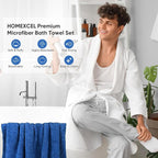 HOMEXCEL Bath Towel Set Pack of 4, 30 x 60 Inches Large Microfiber Bath Towels - Image 3