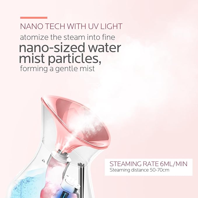 Colorfarm Facial Steamer Nano Ionic: Face Steamer Home Spa Kit Deep Cleaning - Image 4