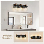 3-Light Farmhouse Bathroom Light Fixtures, Rustic Sconces Wall Lighting - Image 4