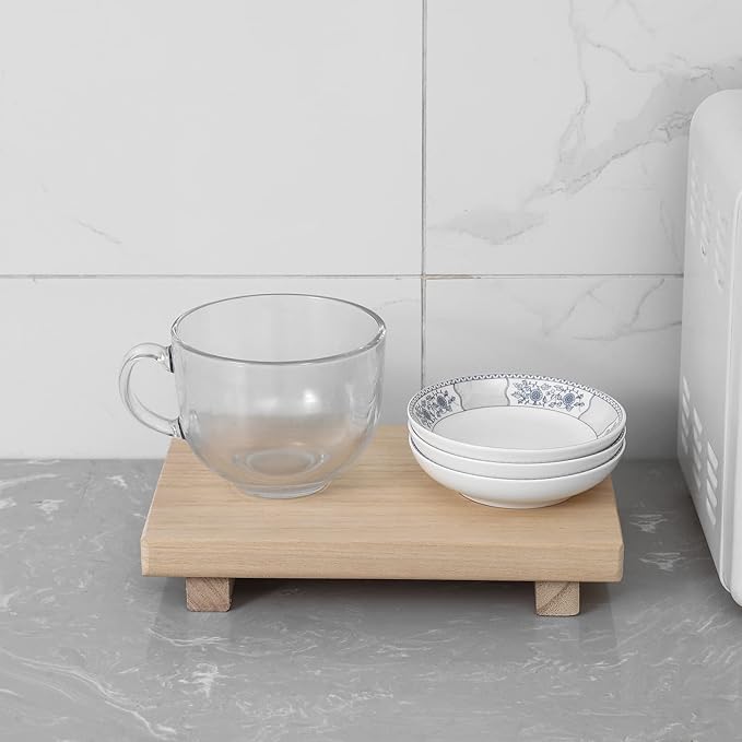 zoocatia Small Wood Tray Pedestal Stand Farmhouse Bathroom Decor Decorative - Image 7