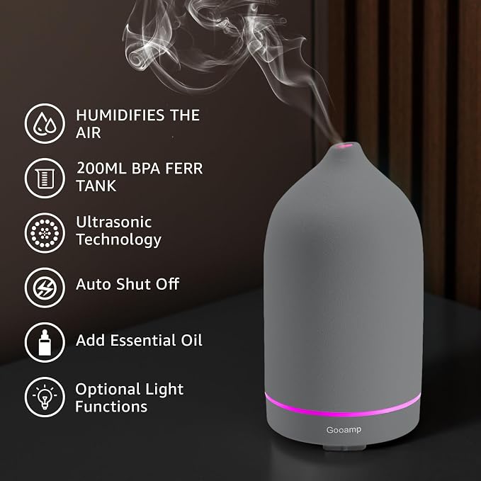 Gooamp 200ML Ceramic Essential Oil Diffuser - Image 3