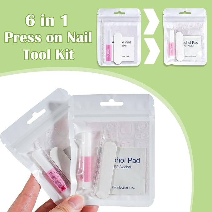 Press On Nail Tool Kit with Everything, Bebbtiy Nail Prep Tool Disposable - Image 2