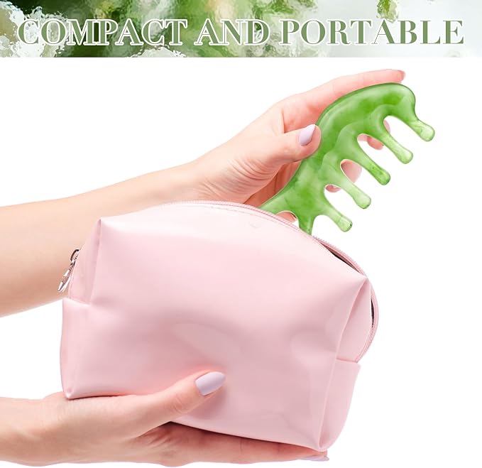 Geiserailie 2 Pcs Jade Combs Esthetician Supplies Massage Stone Hair Gua Sha - Image 7